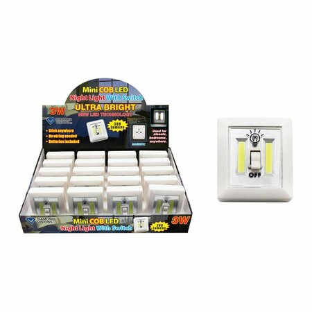 DIAMOND VISIONS Manual Battery Powered Mini COB LED Night Light with Switch, 20PK DI7381